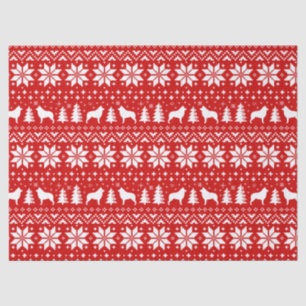 Papier Mousseline Rouge de motif de Noël de silhouettes de