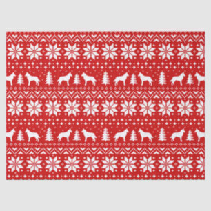 Papier Mousseline Rouge de motif de Noël de silhouettes de Malinois