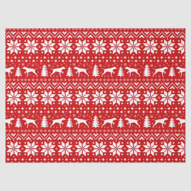 Papier Mousseline Rouge de motif de Noël de silhouettes d'indicateur (Recto)