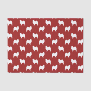 Papier Mousseline Rouge de motif de silhouettes de Samoyed