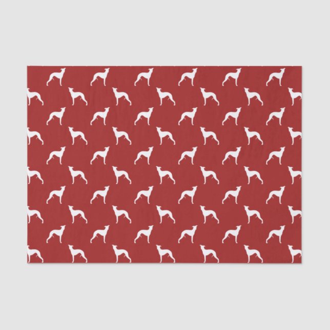 Papier Mousseline Rouge de motif de silhouettes de whippet (Recto)