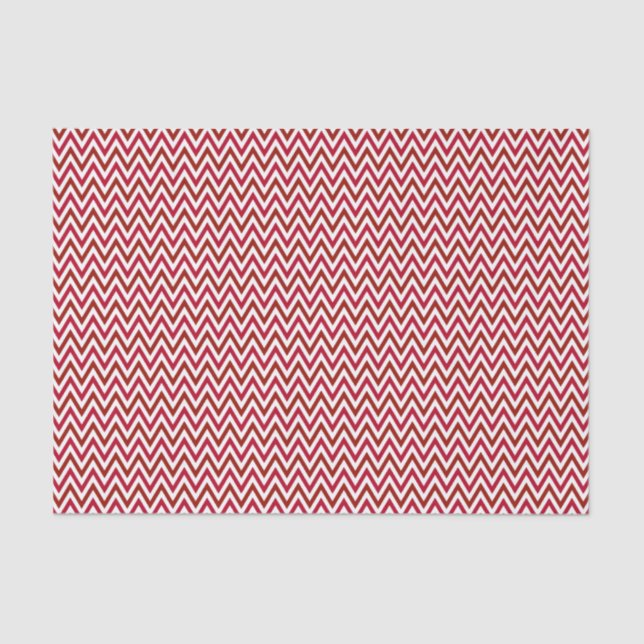 Papier Mousseline Rouge et blanc Chevron ZigZag (Recto)