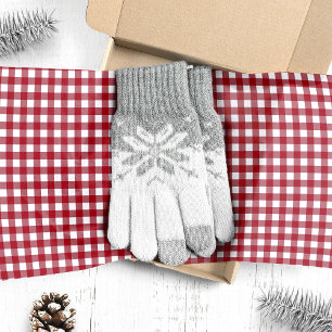 Papier Mousseline Rouge et Blanc Gingham Carreaux de Noël