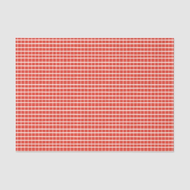 Papier Mousseline Rouge et crème Plaid Rustique (Recto)
