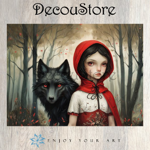Papier Mousseline Rouge et le Loup Découpage