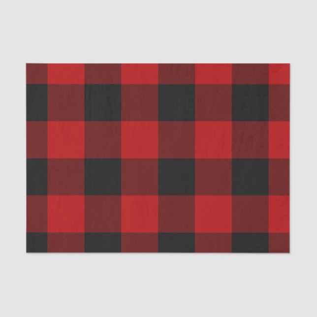 Papier Mousseline Rouge et noir Buffalo À damiers Plaid Rustique (Recto)