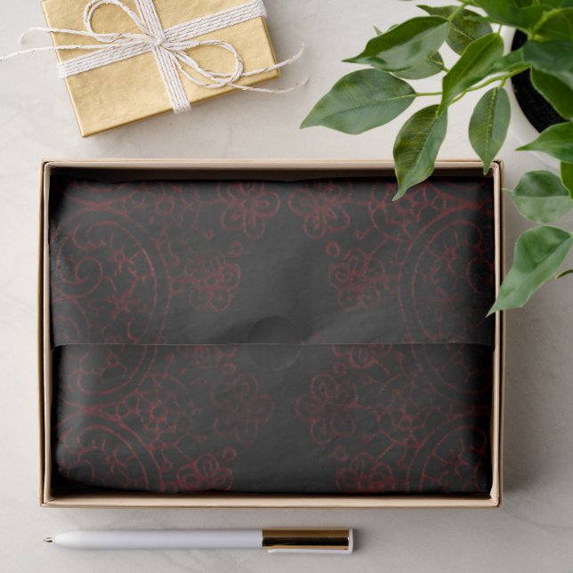 Papier Mousseline Rouge et noir Grunge gothique (Cadeau)