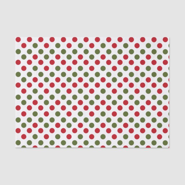 Papier Mousseline Rouge Et Vert De Noël À Points (Recto)