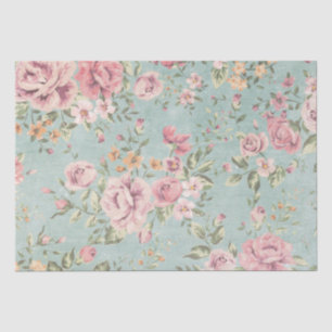 Papier Mousseline Rouge floral bleu-clair chic minable de victorian