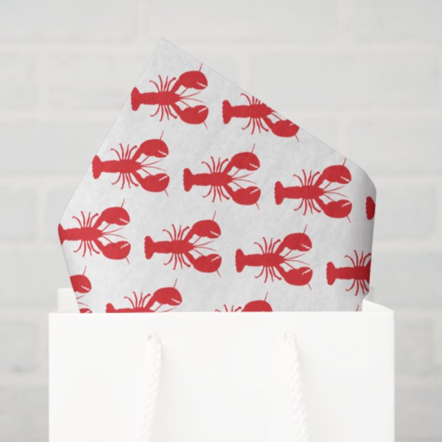 Papier Mousseline Rouge Homards Blanc Envelopper Cadeaux Preppy Main (Sac cadeau)