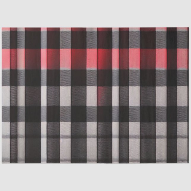 Papier Mousseline Rouge Noir Abstrait Plaid Collection moderne (Recto)