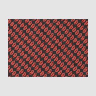 Papier Mousseline Rouge Noir Lèvres Baiser Bouton à lèvres Valentine