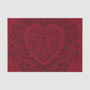 Papier Mousseline Rouge Noir Mariage Coeur gothique Belle Élégante