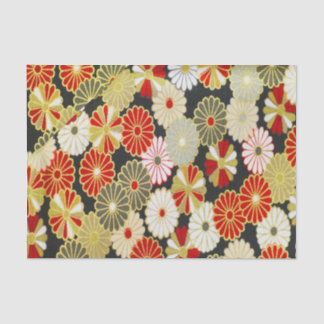 Papier Mousseline Rouge or Blanc Japonais Kimono Floral Découpage