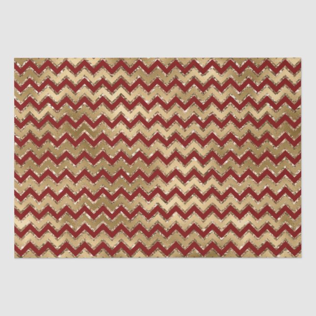 Papier Mousseline Rouge or Glam Zigzag Stripes Noël (Recto)