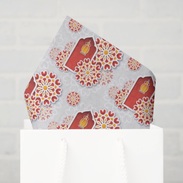Papier Mousseline Rouge Orange Fleur Jaune Nuit Arabe Quinceañera (Sac cadeau)