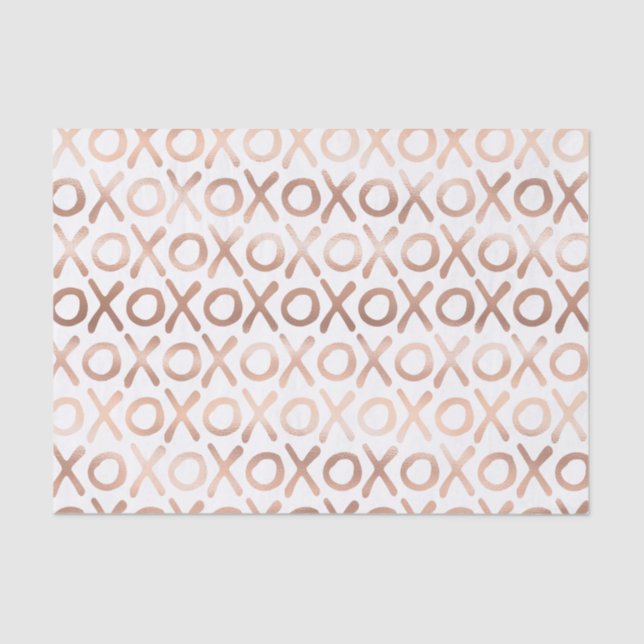 Papier Mousseline Rouge pâle Rose Gold XOXO blanc (Recto)