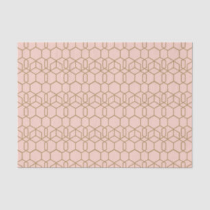 Papier Mousseline Rouge Pêche et Or Moderne Boho Géométrique Glam