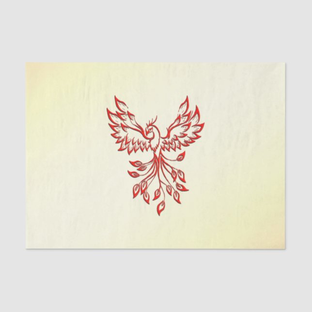 Papier Mousseline Rouge Phénix se lève (Recto)