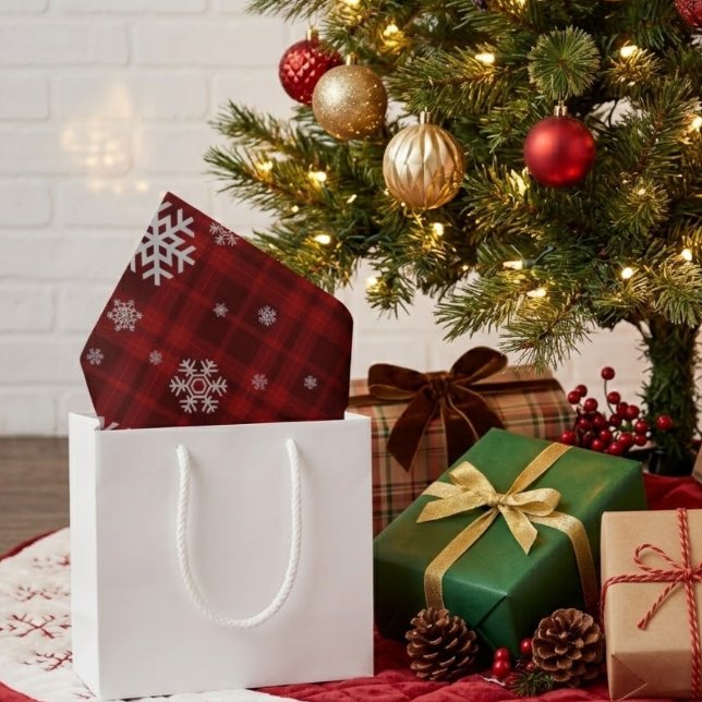 Papier Mousseline Rouge Plaid Flocon de Noël de Noël (Créateur téléchargé)