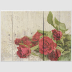 Papier Mousseline Rouge Romantique Rose Russe Découpage en bois