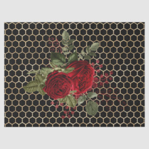 Papier Mousseline Rouge Rose Bee Series Design 68