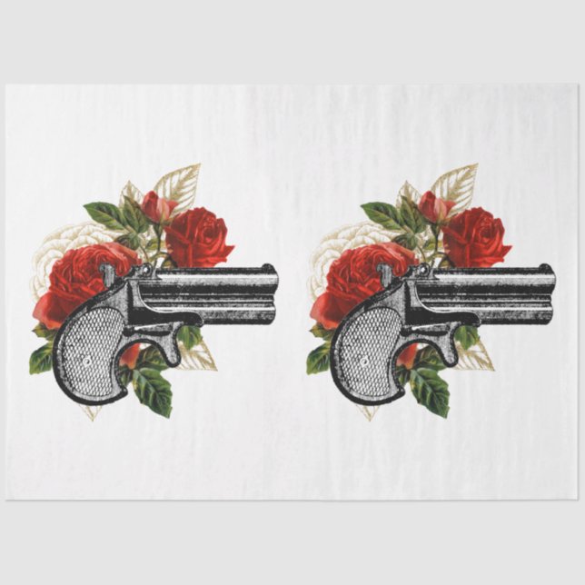 Papier Mousseline Rouge Rose Steampunk Series Design 1 (Recto)