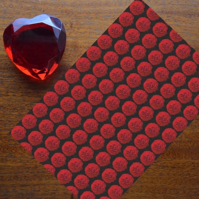 Papier Mousseline Rouge Roses Classic Floral Noir (Créateur téléchargé)