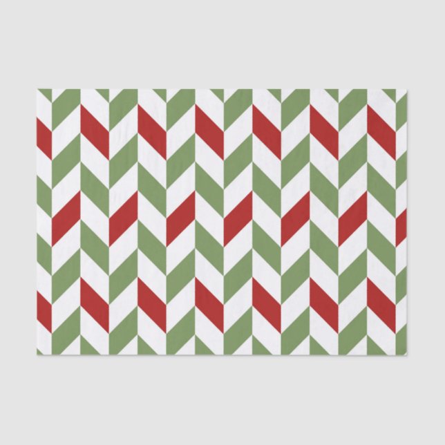 PAPIER MOUSSELINE ROUGE VERT BLANC ZIG ZAG STRIPES (Recto)