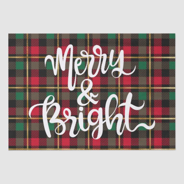 Papier Mousseline Rouge, Vert, Noir & Or Plat de Noël (Recto)