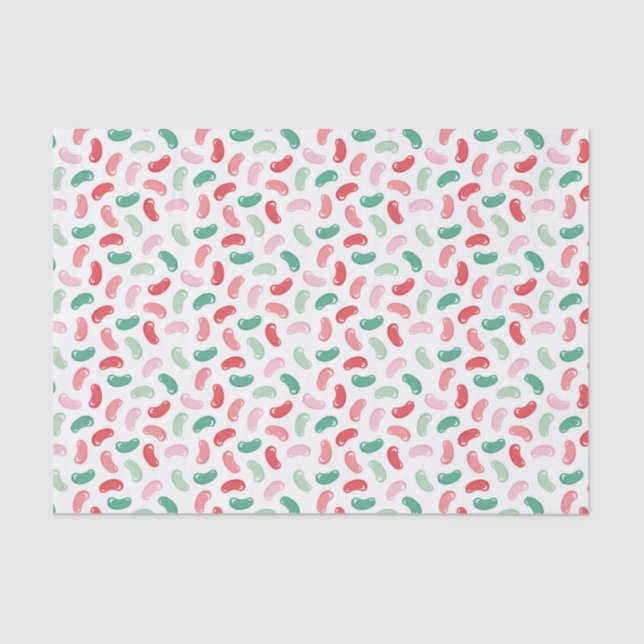 Papier Mousseline Rouge, Vert, Pêche, Jellybean rose Design (Recto)