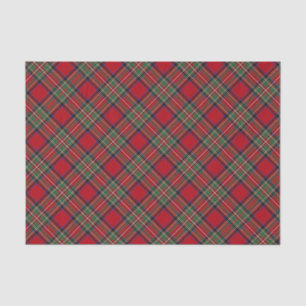 Papier Mousseline Rouge Vert Plaid Rustique Classic Stewart Tartan