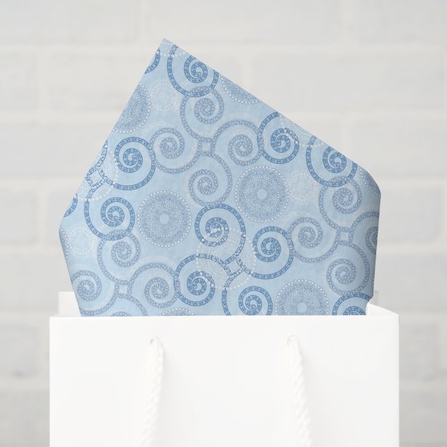 Papier Mousseline Rouleaux bleus de vacances de Noël  (Sac cadeau)