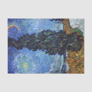 Papier Mousseline Route avec cyprès de Van Gogh Impressionnisme