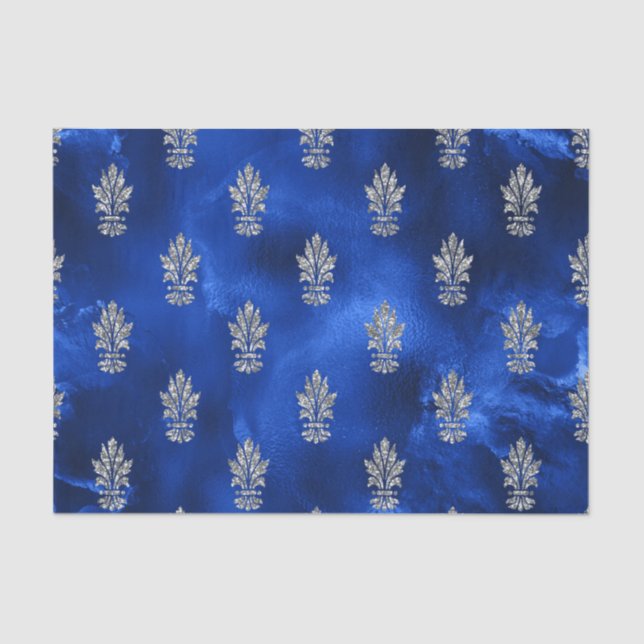 Papier Mousseline Royal Blue et Silver (Recto)