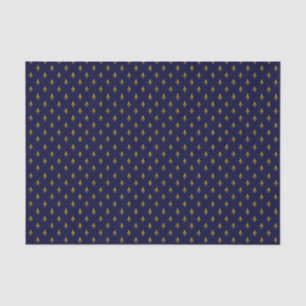 Papier Mousseline Royal Blue Fleur De Lis Motif