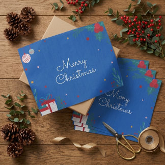 Papier Mousseline Royal Blue Joyeux Noël