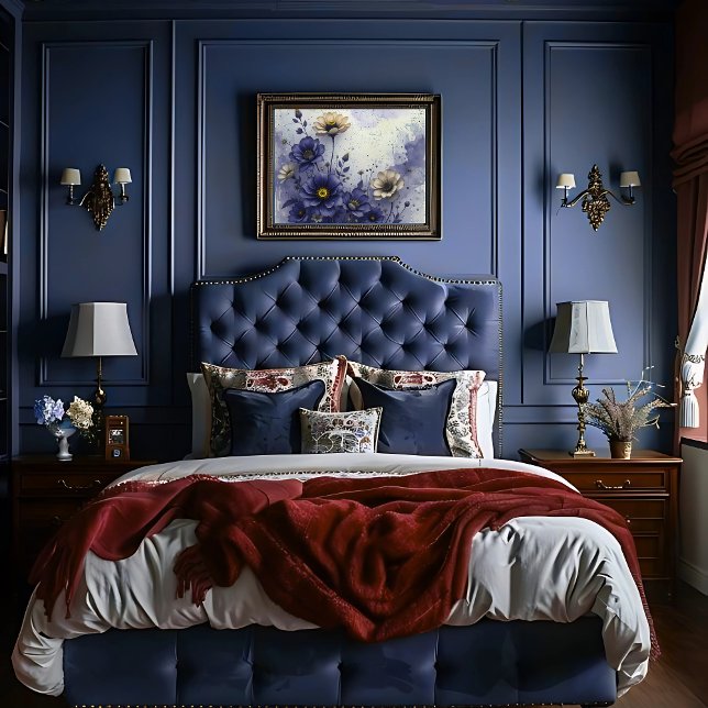 Papier Mousseline Royal Indigo Victorian minuit Bloom Decoupage (Créateur téléchargé)