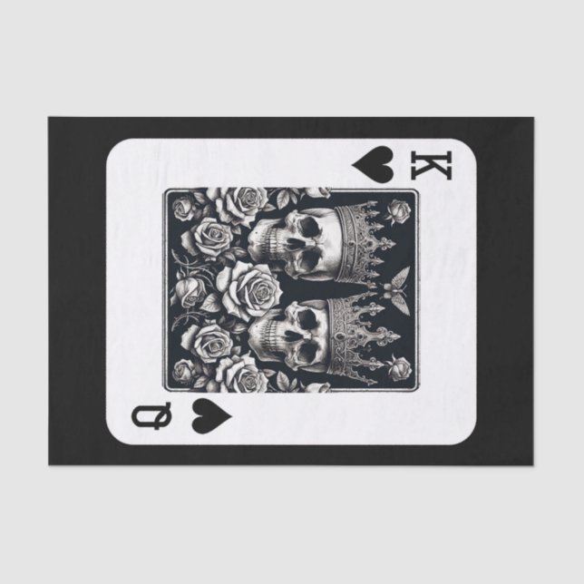 Papier Mousseline Royal King & Queen of Hearts Skuls & Roses (Recto)