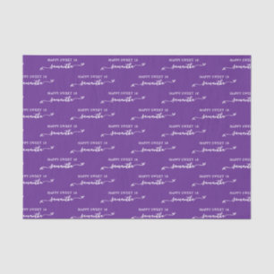 Papier Mousseline Royal violet blanc Joyeux doux 16 mignon Nom du mâ