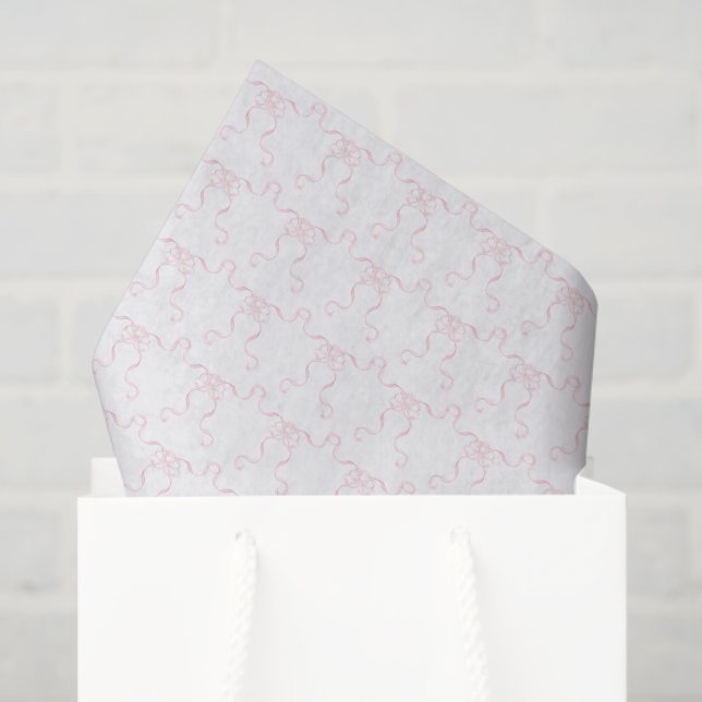 Papier Mousseline Rubans rose pâle à l'aquarelle (Sac cadeau)