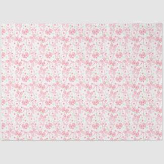 Papier Mousseline Rubans roses avec points roses et verts