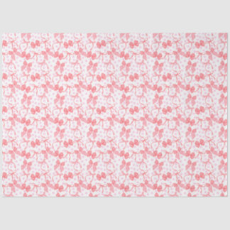 Papier Mousseline Rubans rouges et points roses