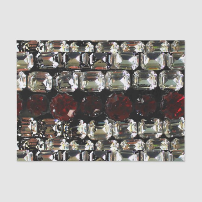 Papier Mousseline Rubis, Rhinestone, diamants, bijoux, perles (Recto)