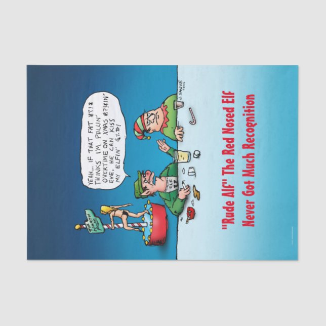 Papier Mousseline Rude Alf L'Elfe Nosé Rouge Drôle Noël (Recto)