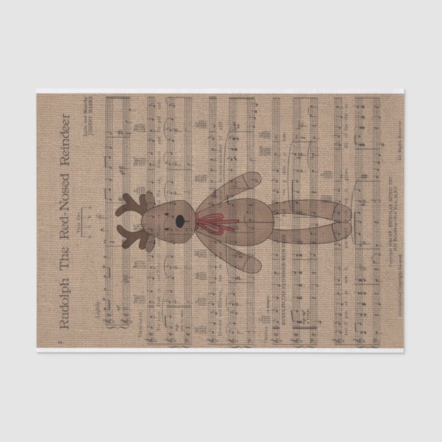 Papier Mousseline Rudolph Red Nez Reindeer Teddy Bear (Recto)