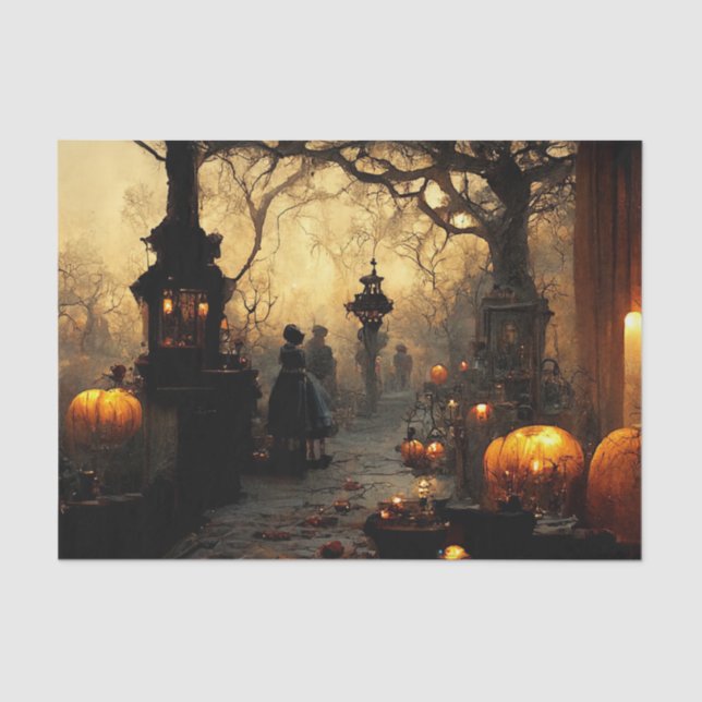 Papier Mousseline Rue de nuit vintage d'Halloween (Recto)