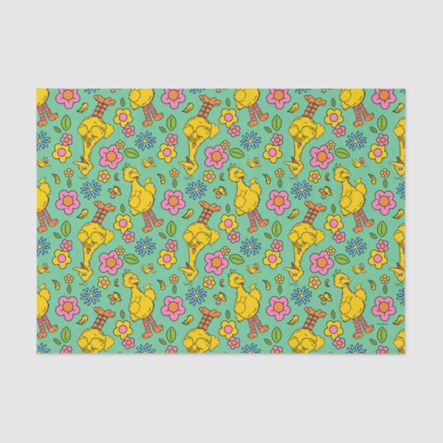 Papier Mousseline Rue Sésame | Big Bird & Little Bird Motif (Recto)