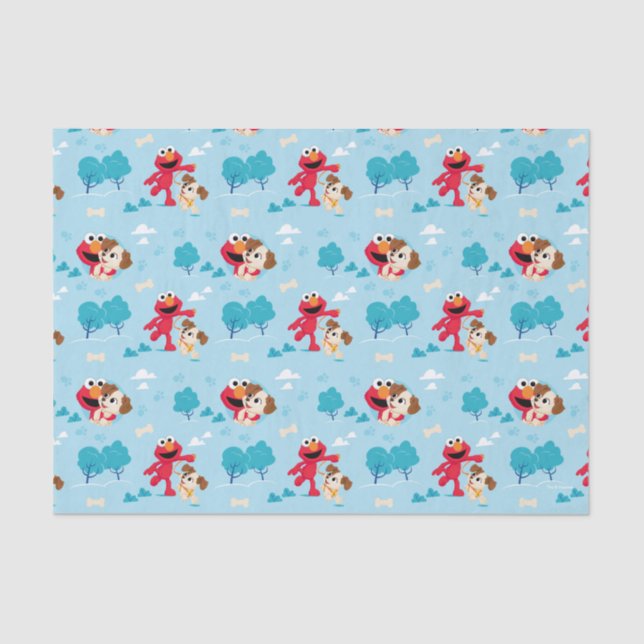 Papier Mousseline Rue Sésame | Motif Elmo & Tango (Recto)