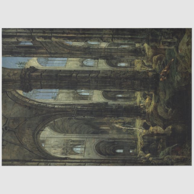 Papier Mousseline Ruines de l'église gothique (par Carl Blechen) (Recto)